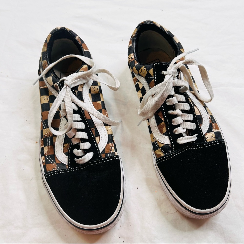 Vans Off The Wall Camo Checkered Lace Up Low Top Skate Shoes Sz M7 W8.5 L030822